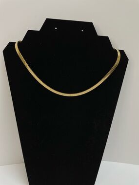 Plunder Gold Herringbone Chain Necklace - Shiny Gold Tone